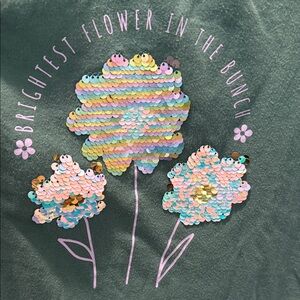 Cat & Jack Green Tee with Sequin Flowers